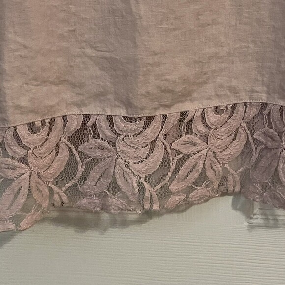 Ali Miles S Blush Linen Blouse Jacket Lace Details Boho Lagenlook Romant… - Picture 12 of 12